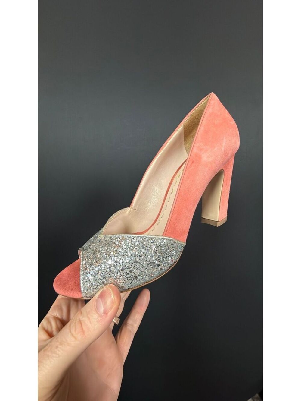 Miu Miu Glitter Pink Suede Heel Size 38